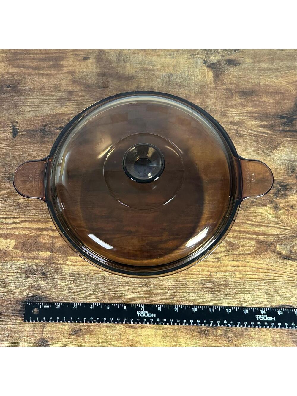 Corning Visions Amber Glass 4.5L 5Qt Dutch Oven Stock Pot w/ Lid USA Vintage